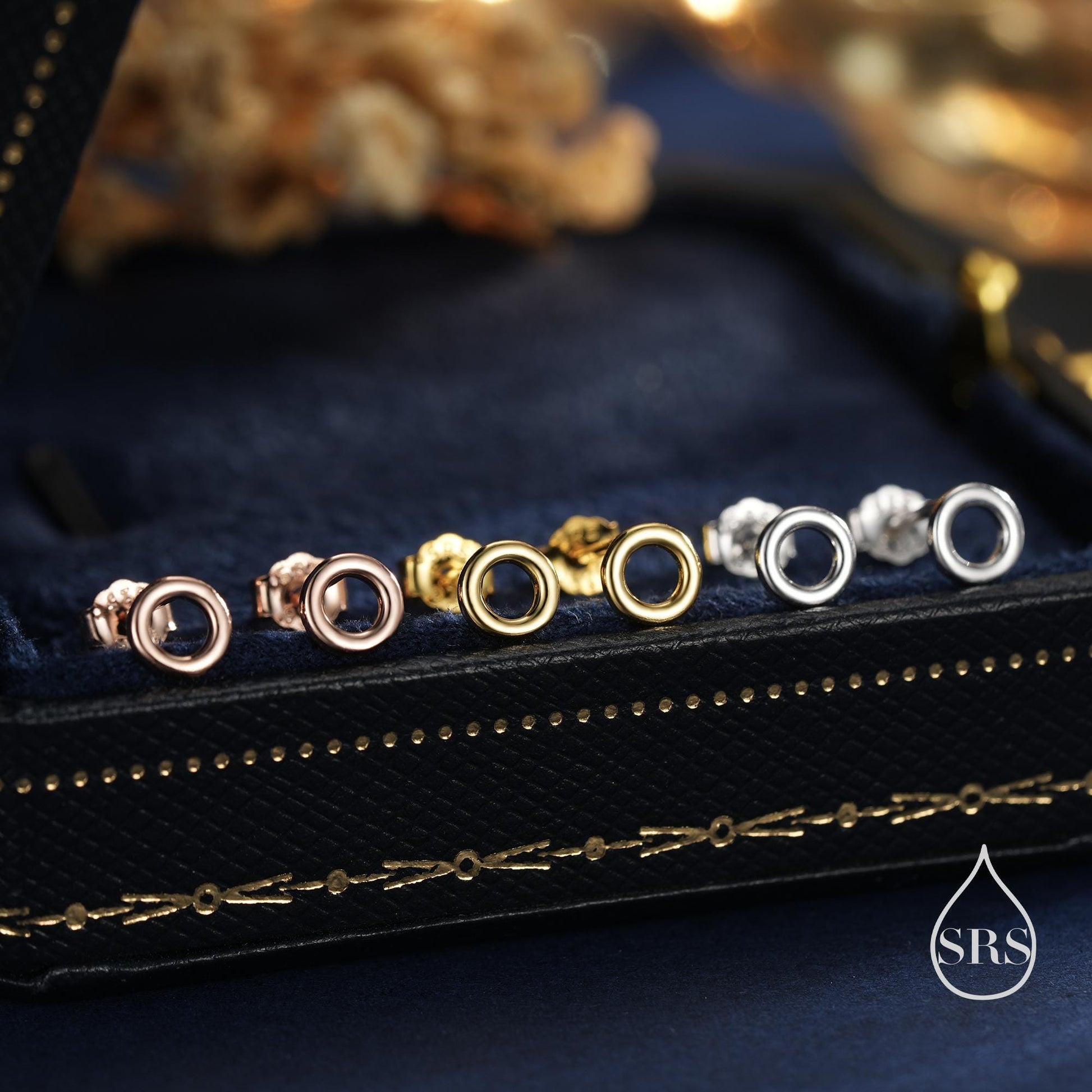 Sterling Silver Minimalist Open Circle Stud Earrings in Sterling Silver - Minimalist Geometric Design, Silver, Gold or Rose Gold