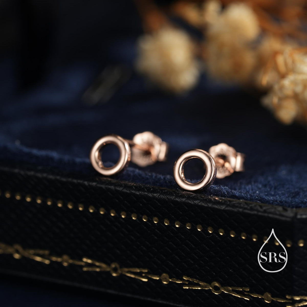 Tiny Open Circle Stud Earrings in Sterling Silver, Silver, Gold or Rose Gold, Circle Earrings, Geometric Minimalist Earrings