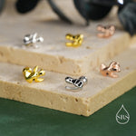 Mismatched Dinosaur Fossil 18G Screw Back Earrings in Sterling Silver, Animal Earrings