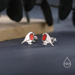 Enamel Robin Bird Stud Earrings in Sterling Silver – British Garden Bird, Nature-Inspired Animal Jewellery, Perfect Christmas Gift