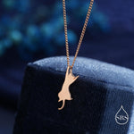 Sterling Silver Playful Cat Pendant Necklace – Silver, Gold, or Rose Gold Finish, Delicate & Cute Pet Jewellery