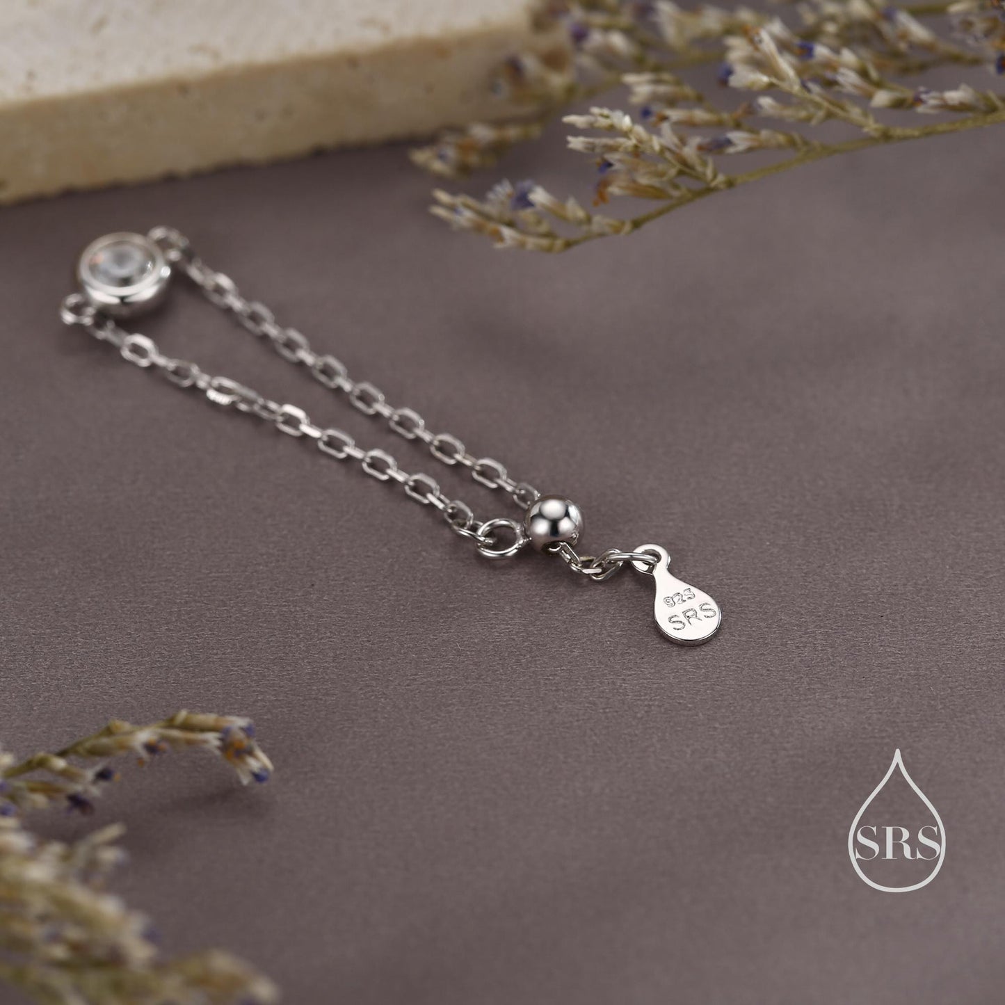 Delicate Sterling Silver Sparkly CZ Soft Ring, Adjustable Size CZ Crystal Chain Ring, Silver or Gold, Soft chain Ring in Sterling Silver