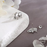 Opposum Stud Earrings in Sterling Silver, Silver or Gold or Rose Gold, Cute Opposum Mouse Earrings, Silver Rodent Earrings
