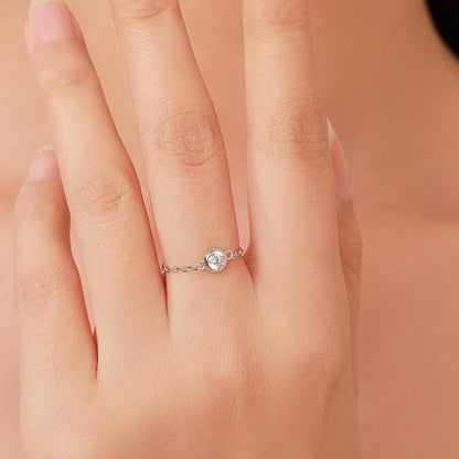 Delicate Sterling Silver Sparkly CZ Soft Ring, Adjustable Size CZ Crystal Chain Ring, Silver or Gold, Soft chain Ring in Sterling Silver