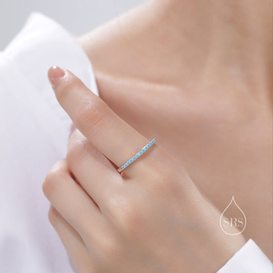 Sterling Silver Turquoise Ring, Eternity Ring, Friendship Ring, Skinny Ring, Stacking Ring, Nature Inspired Jewellery US 5 - 8