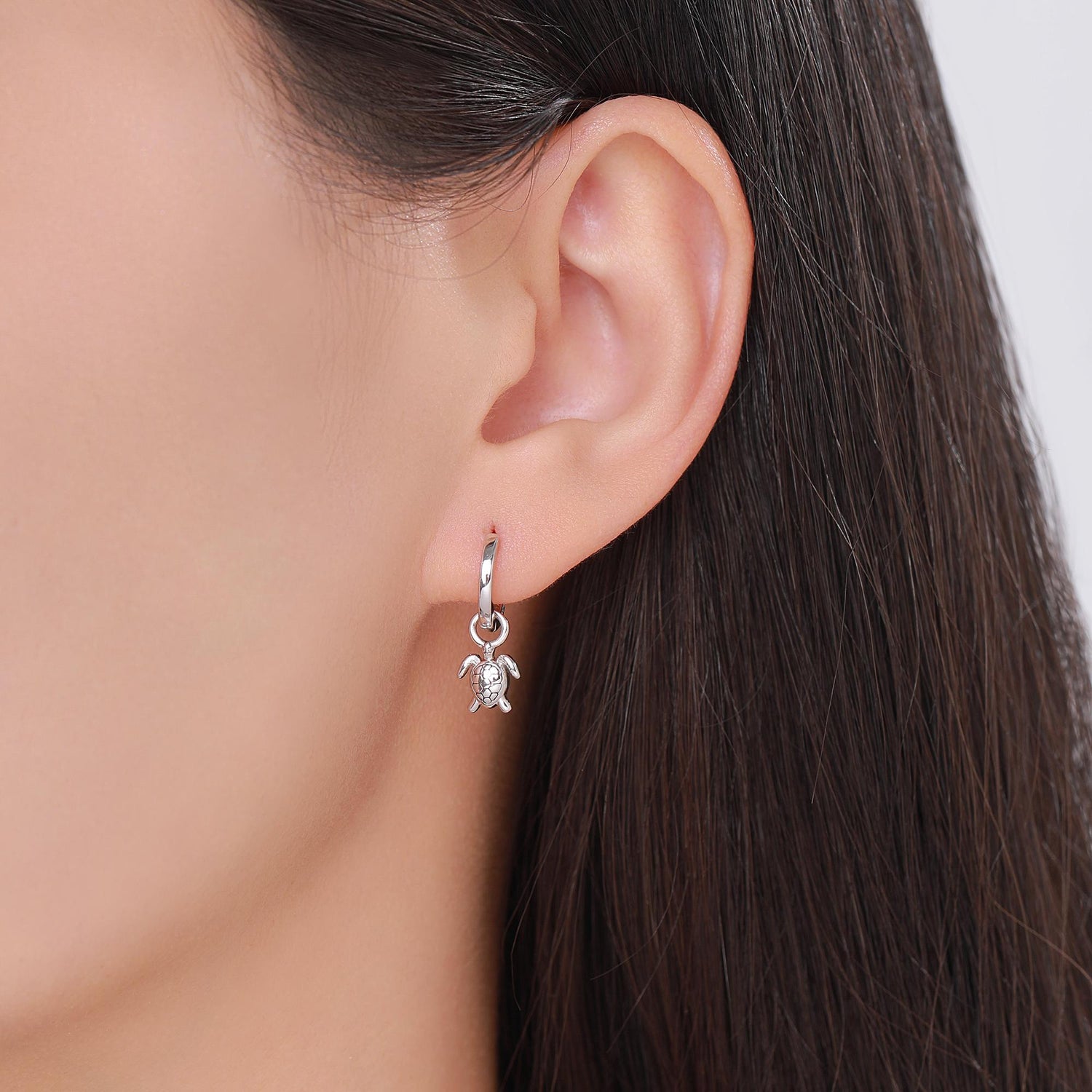Sterling Silver Mismatched Sea Turtle and Starfish Huggie Hoops, Silver, Gold or Rose Gold, Detachable Turtle and Sea Star Hoop Earrings