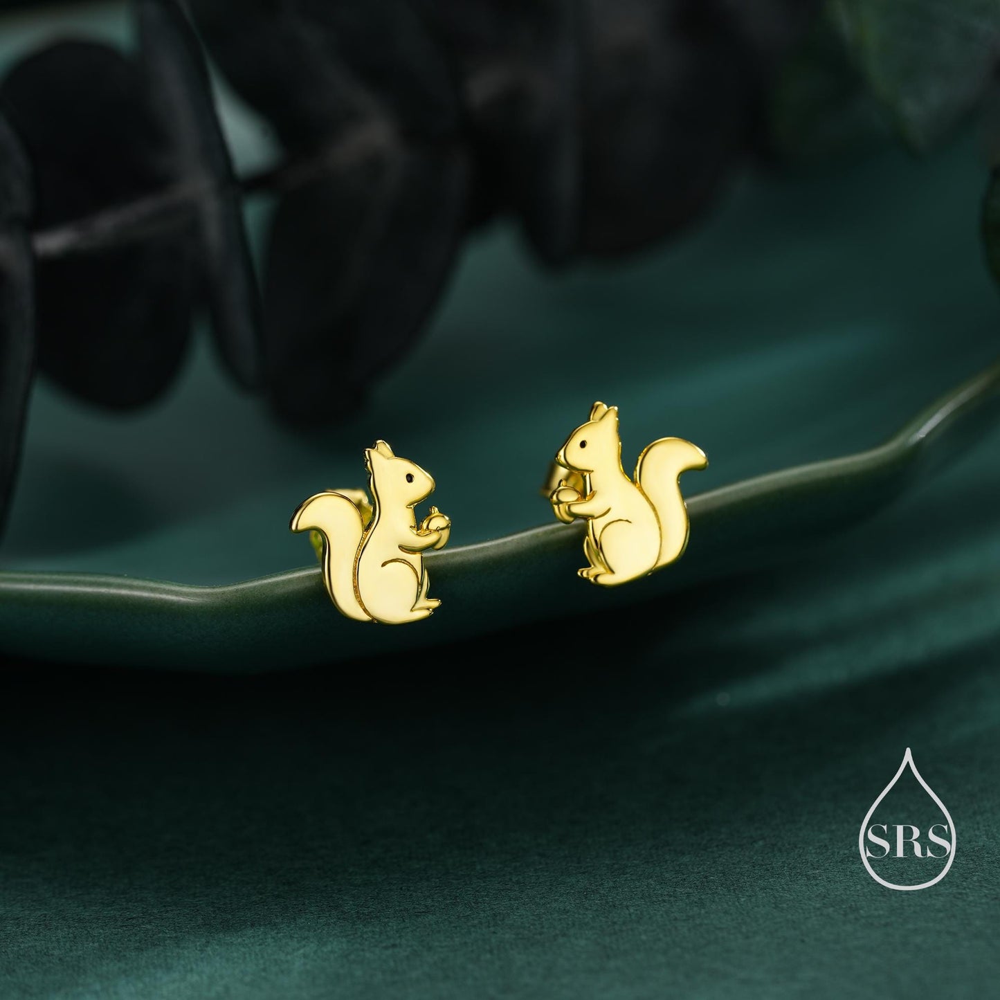 Squirrel Stud Earrings in Sterling Silver, Silver, Gold or Rose Gold, Cute Fun Quirky, Gift for Her, Animal Lover, Nature Inspired