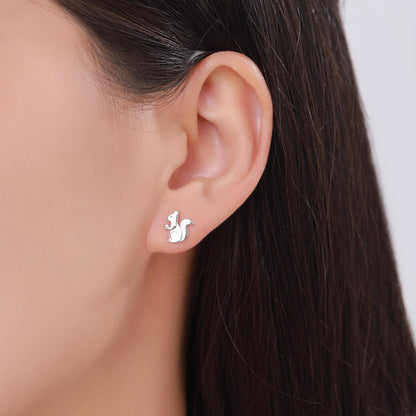 Squirrel Stud Earrings in Sterling Silver, Silver, Gold or Rose Gold, Cute Fun Quirky, Gift for Her, Animal Lover, Nature Inspired