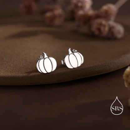 Sterling Silver Pumpkin 18G Screw Back Stud Earring with Ball Backs