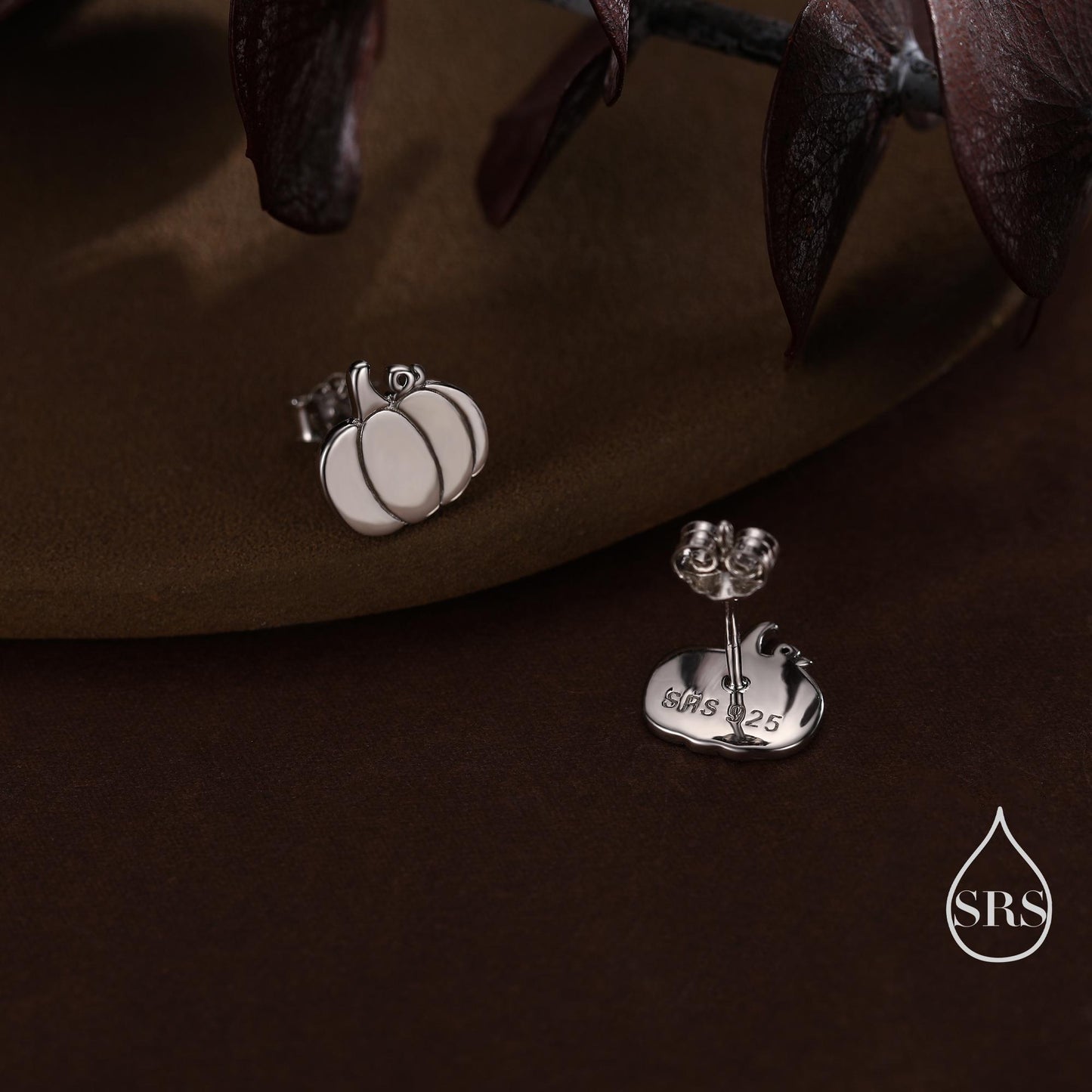 Tiny Pumpkin Stud Earrings in Sterling Silver, Silver, Gold or Rose Gold, Tiny Pumpkin Earrings, Halloween Earrings