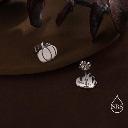 Tiny Pumpkin Stud Earrings in Sterling Silver, Silver, Gold or Rose Gold, Tiny Pumpkin Earrings, Halloween Earrings