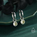August Birthstone Peridot Green Crystal Drop Hoop Earrings in Sterling Silver, Detachable Dangle Earrings, Silver, Gold, Rose Gold
