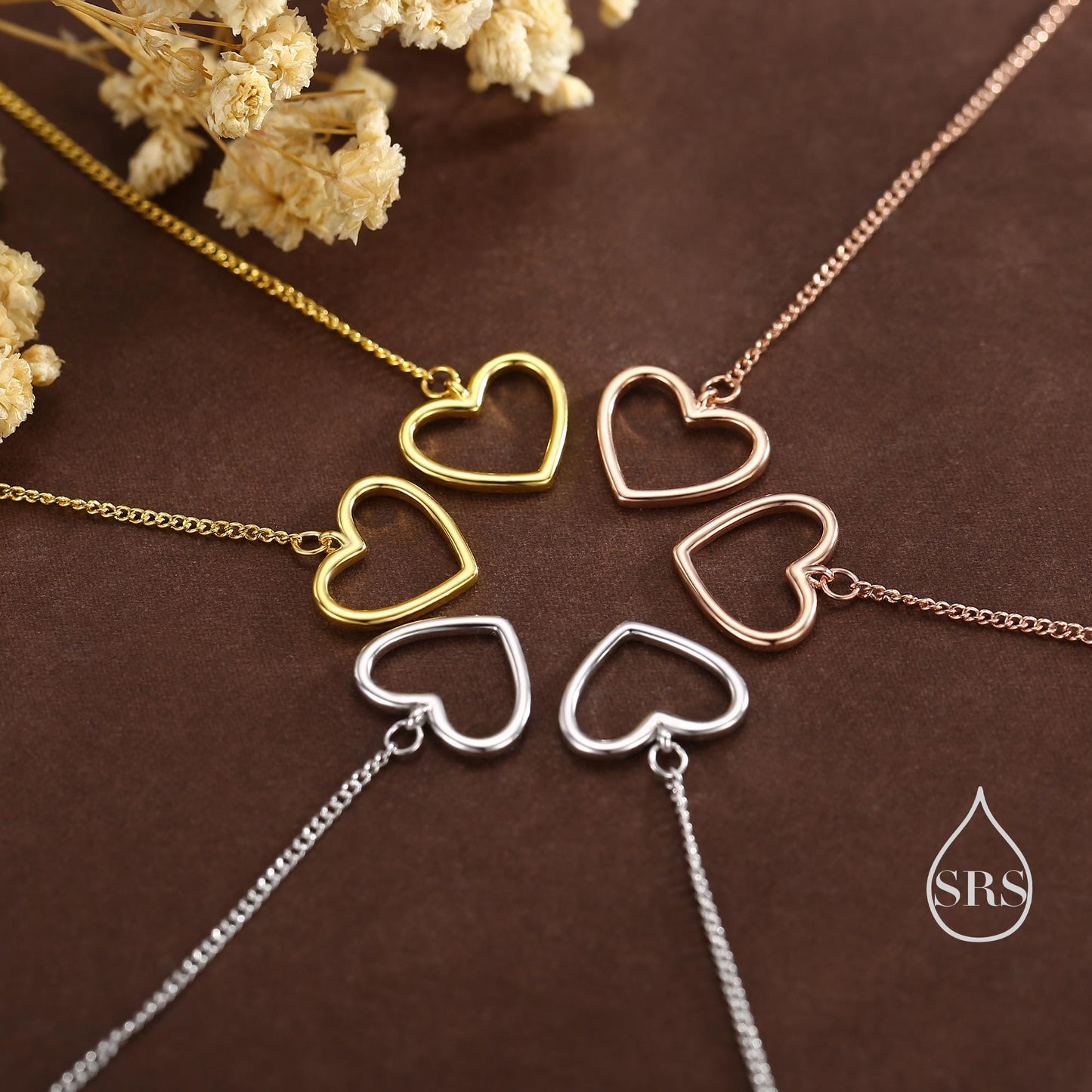 Open Heart Threader Earrings in Sterling Silver, Cutout Heart Ear Threaders, Silver, Gold or Rose Gold, Short Ear Threaders