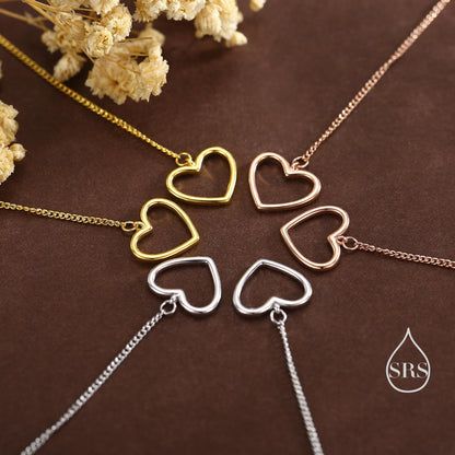 Open Heart Threader Earrings in Sterling Silver, Cutout Heart Ear Threaders, Silver, Gold or Rose Gold, Short Ear Threaders