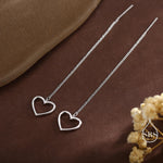 Open Heart Threader Earrings in Sterling Silver, Cutout Heart Ear Threaders, Silver, Gold or Rose Gold, Short Ear Threaders