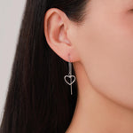 Open Heart Threader Earrings in Sterling Silver, Cutout Heart Ear Threaders, Silver, Gold or Rose Gold, Short Ear Threaders