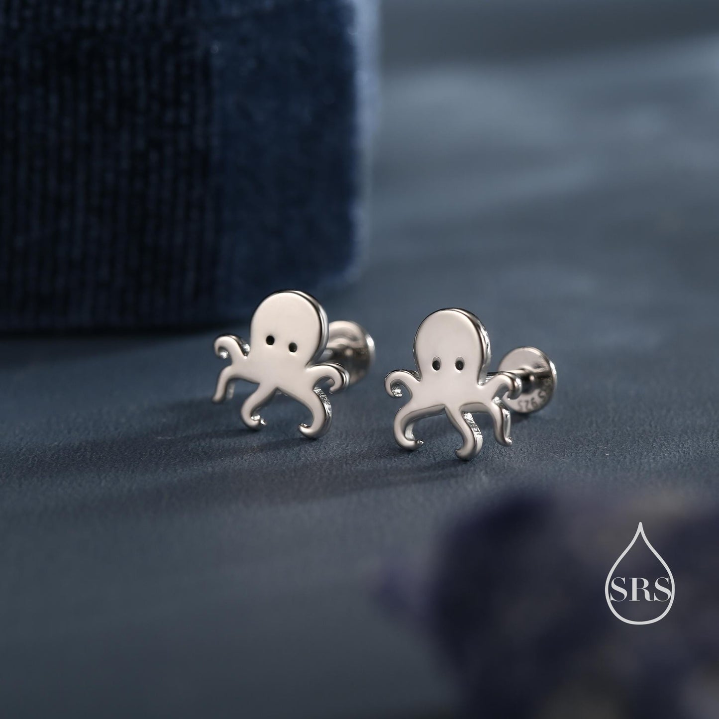 Octopus Screw Back/Flat Back/Stud Earrings Earrings in Sterling Silver, Silver, Gold or Rose Gold, Fish Earrings, Ocean Earrings
