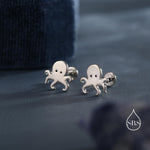 Tiny Octopus Screw Back/Flat Back/Stud Earrings Earrings in Sterling Silver, Silver, Gold or Rose Gold, Animal Earrings, Ocean Earrings