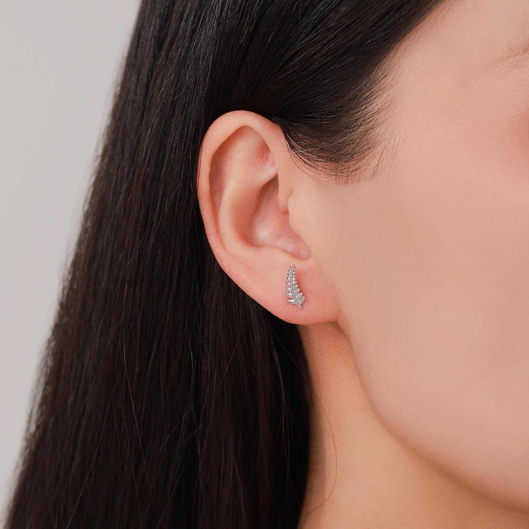 Little Fern Leaf Stud Earrings in Sterling Silver - Plant Earrings - Natured Inspired Earrings - Cute, Fun, Whimsical