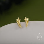 Little Fern Leaf 16G Internally Threaded Flat Back Earrings in Sterling Silver