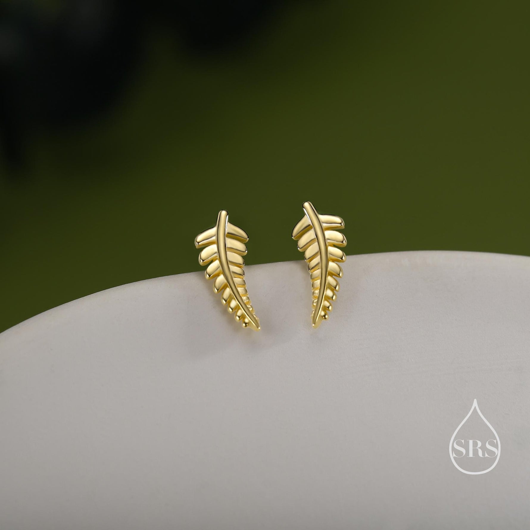 Little Fern Leaf 18G Screw Back Earrings in Sterling Silver