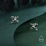 Tiny Frog 16G Internally Threaded Flat Back Earrings in Sterling Silver, Animal Earrings