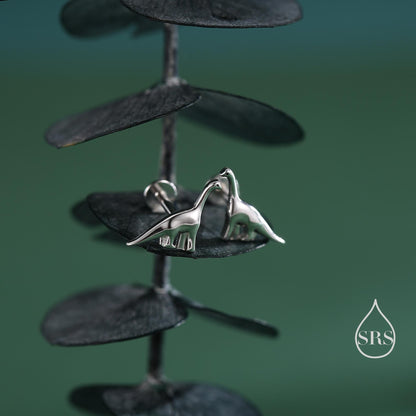 Dinosaur Internally Threaded Flat Back / Screw Back / Stud Earrings in Sterling Silver, Silver or Gold or Rose Gold, Brachiosaurus Earrings,