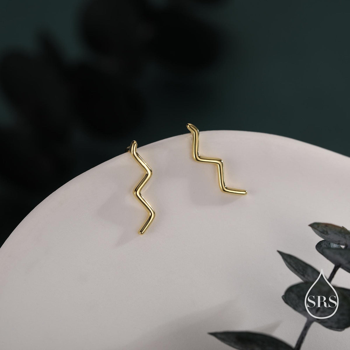 Zigzag Wave Crawler Earrings in Sterling Silver, Silver or Gold or Rose Gold, Minimalist Geometric, Ear Climbers