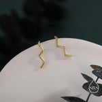Zigzag Wave Crawler Earrings in Sterling Silver, Silver or Gold or Rose Gold, Minimalist Geometric, Ear Climbers
