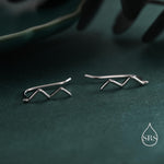Zigzag Wave Crawler Earrings in Sterling Silver, Silver or Gold or Rose Gold, Minimalist Geometric, Ear Climbers