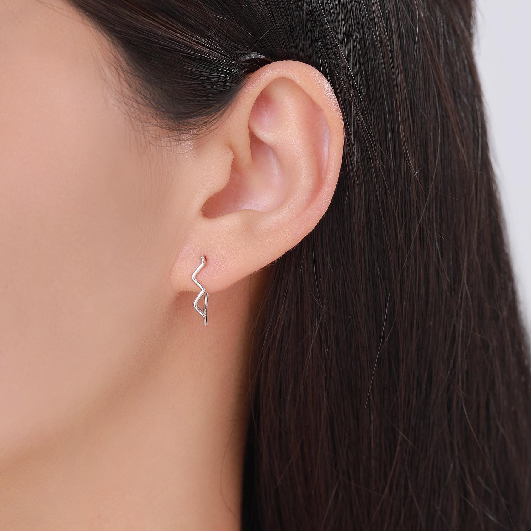 Zigzag Wave Crawler Earrings in Sterling Silver, Silver or Gold or Rose Gold, Minimalist Geometric, Ear Climbers