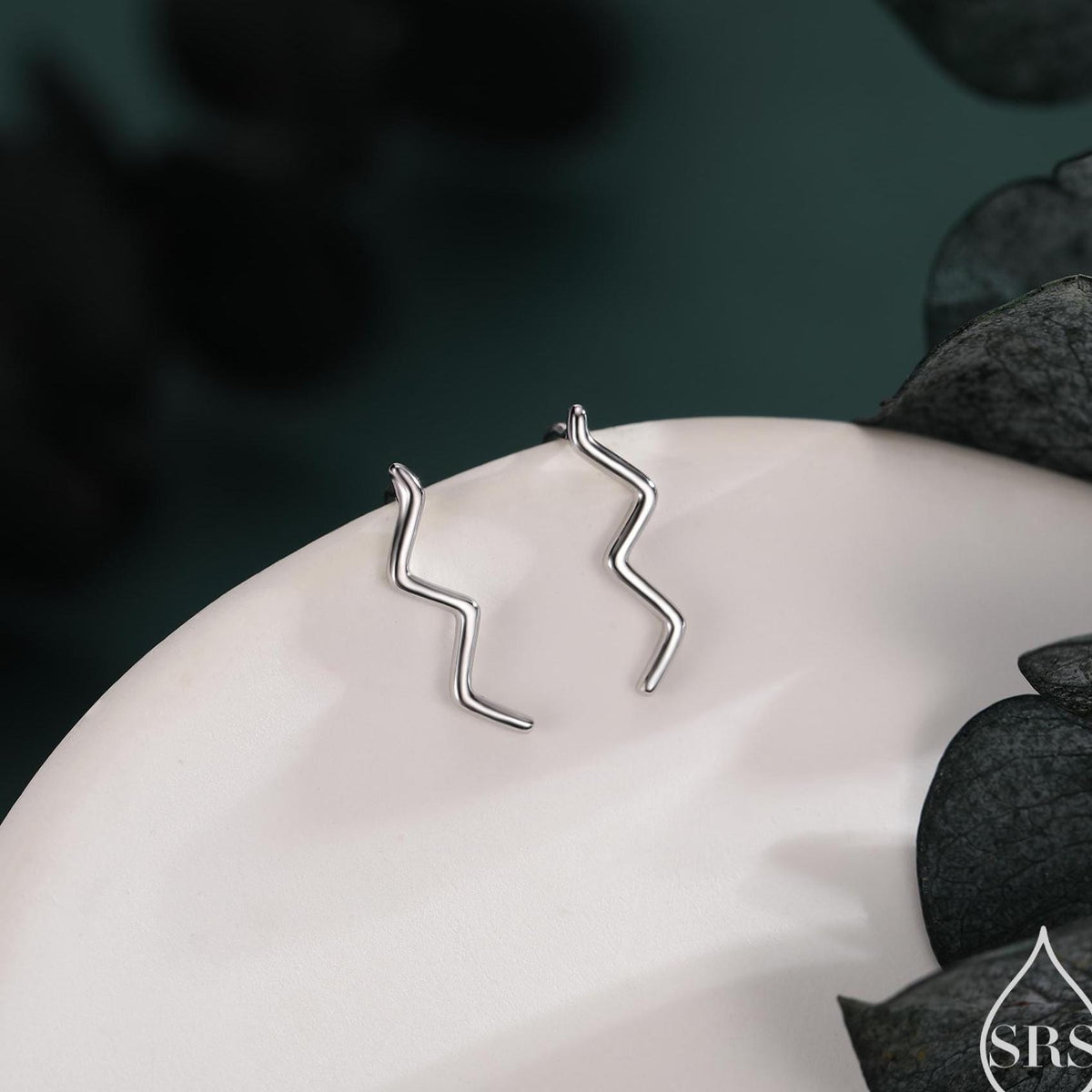 Zigzag Wave Crawler Earrings in Sterling Silver, Silver or Gold or Rose Gold, Minimalist Geometric, Ear Climbers