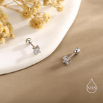 Square CZ Internally Threaded Flat Back / Screw Back / Stud Earrings in Sterling Silver, Silver or Gold or Rose Gold, Piercing jewellery