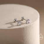 Square CZ Internally Threaded Flat Back / Screw Back / Stud Earrings in Sterling Silver, Silver or Gold or Rose Gold, Piercing jewellery