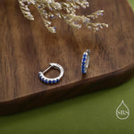 Sapphire Blue CZ Huggie Hoops in Sterling Silver, Silver or Gold, Minimalist Hoop Earrings, 8mm Hoops, Blue Hoops, September Birthstone