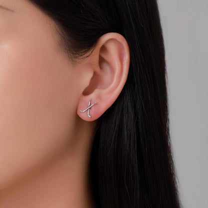 Hocky Stick Stud Earrings in Sterling Silver, Silver Gold or Rose Gold, Fun and Quirky Hocky Earrings, Hobby Jewellery