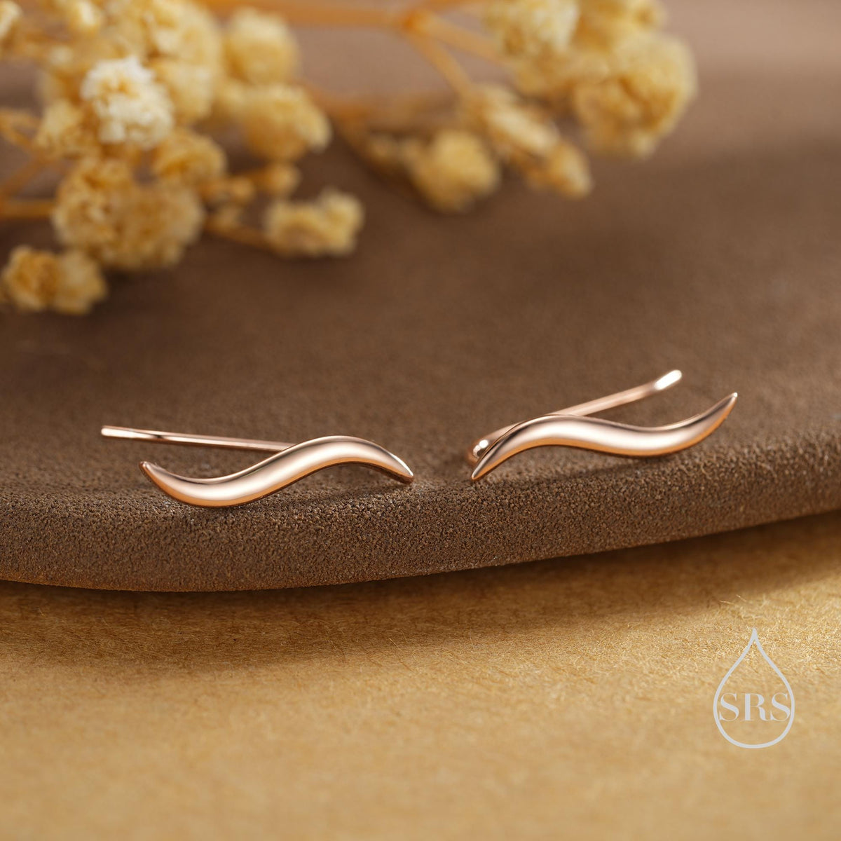 Minimalist Wave Crawler Earrings in Sterling Silver, Silver, Gold or Rose Gold, Minimalist Geometric, Ear Climbers