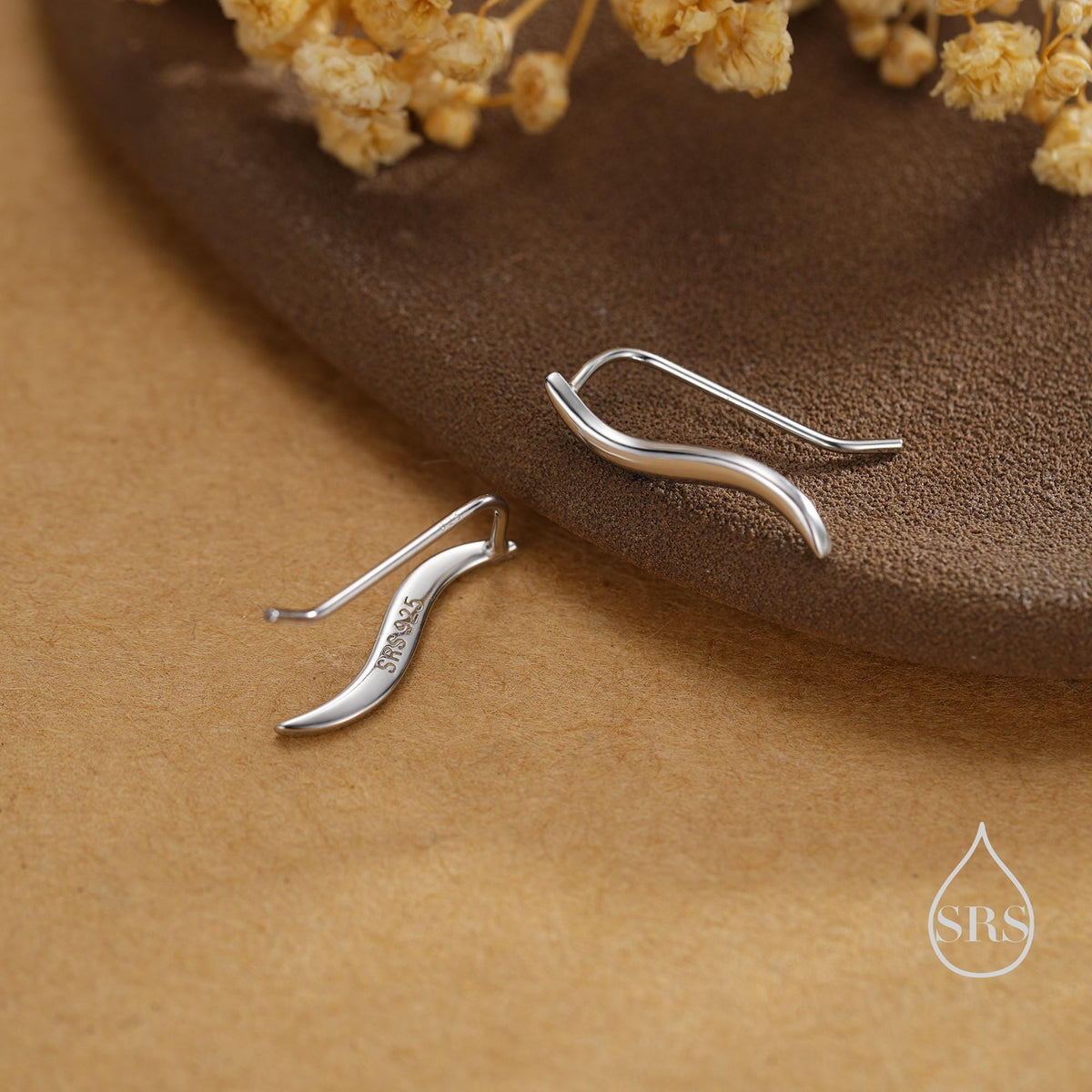 Minimalist Wave Crawler Earrings in Sterling Silver, Silver, Gold or Rose Gold, Minimalist Geometric, Ear Climbers
