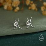 Hocky Stick Stud Earrings in Sterling Silver, Silver Gold or Rose Gold, Fun and Quirky Hocky Earrings, Hobby Jewellery