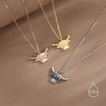 Oxidised Sterling Silver Highland Cow Pendant Necklace, Silver, Gold or Rose Gold Finish, Delicate Highland Cow Necklace, Scottish Jewellery