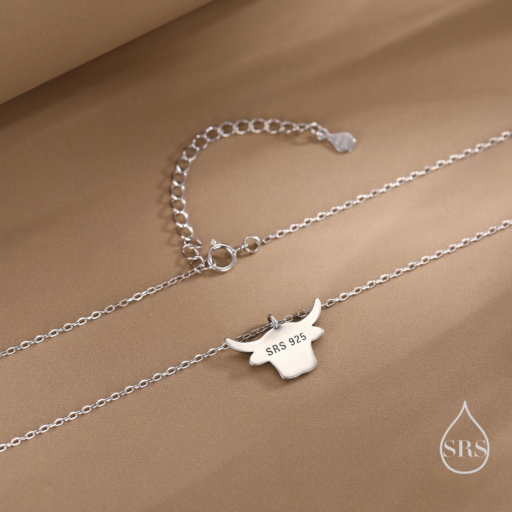 Oxidised Sterling Silver Highland Cow Pendant Necklace, Silver, Gold or Rose Gold Finish, Delicate Highland Cow Necklace, Scottish Jewellery