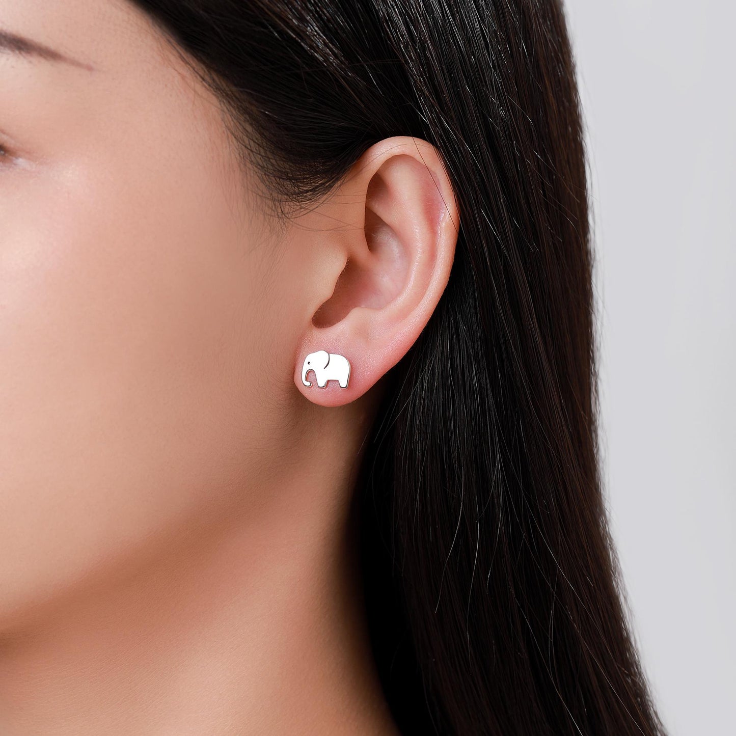 Elephant Stud Earrings in Sterling Silver, Cute Fun Quirky Animal Jewellery, Jewelry Gift for Her, Animal Lover, Safari Nature Inspired