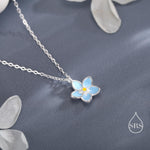Sterling Silver Tiny Dainty Forget-me-not Flower Pendant Necklace, Flower Necklace, Small Forget-me-not Necklace, Forget me not Jewellery