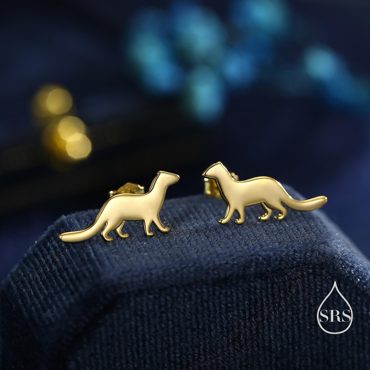 Sterling Silver Weasel Stud Earrings, Available in Silver, Gold or Rose Gold Finish, Cute Fun Quirky, Gift for Her, Nature Inspired