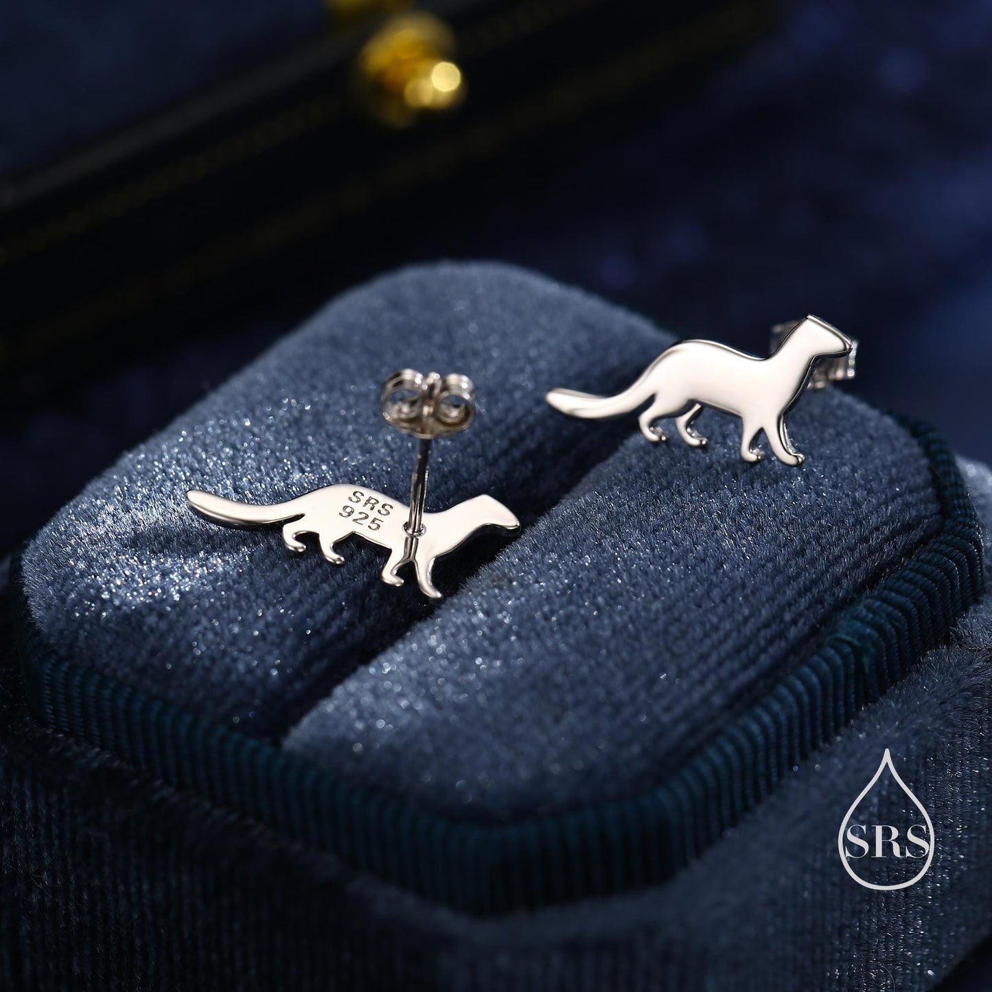 Sterling Silver Weasel Stud Earrings, Available in Silver, Gold or Rose Gold Finish, Cute Fun Quirky, Gift for Her, Nature Inspired