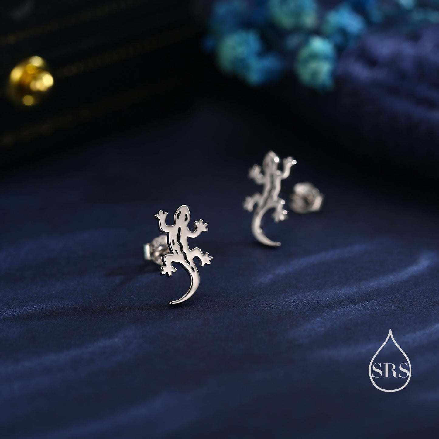 Salamander Stud Earrings in Sterling Silver, Available in Silver, Gold or Rose Gold Finish, Cute Fun Quirky, Animal Lover, Nature Inspired