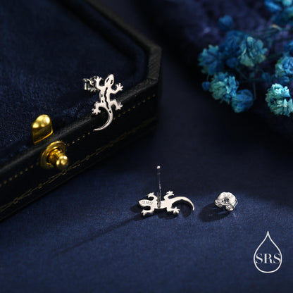 Salamander Stud Earrings in Sterling Silver, Available in Silver, Gold or Rose Gold Finish, Cute Fun Quirky, Animal Lover, Nature Inspired