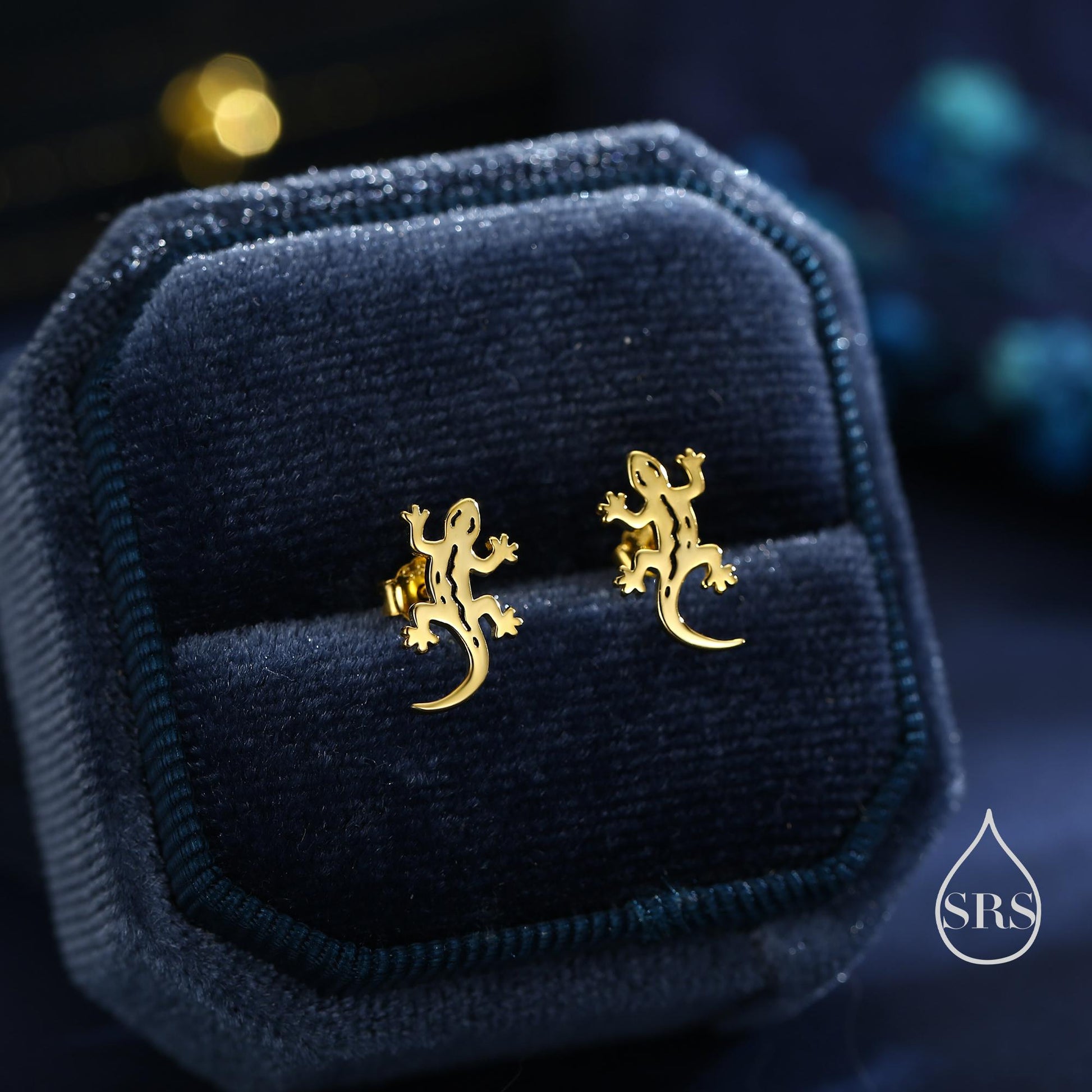 Salamander Stud Earrings in Sterling Silver, Available in Silver, Gold or Rose Gold Finish, Cute Fun Quirky, Animal Lover, Nature Inspired