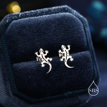 Salamander Stud Earrings in Sterling Silver, Available in Silver, Gold or Rose Gold Finish, Cute Fun Quirky, Animal Lover, Nature Inspired