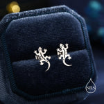 Salamander Stud Earrings in Sterling Silver, Available in Silver, Gold or Rose Gold Finish, Cute Fun Quirky, Animal Lover, Nature Inspired